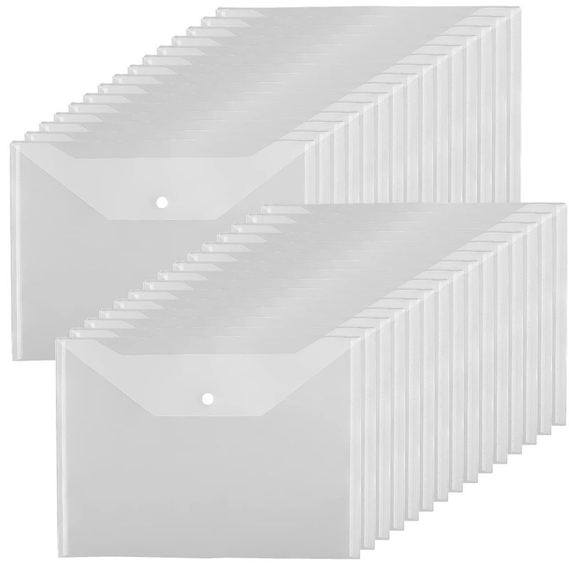 JIKIOU 30pcs Plastic Envelopes, Clear Reusable Poly Envelope Waterproof File Folder with Snap Button, Us Letter/A4 Size - Image 1
